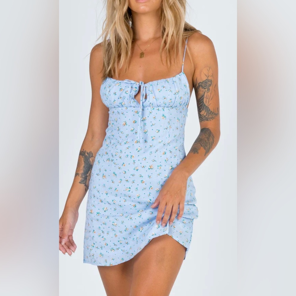 Princess Polly Light Blue Floral Mini Dress